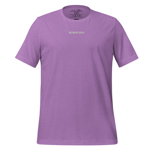 Light gray t-shirt with a small logo on a white background