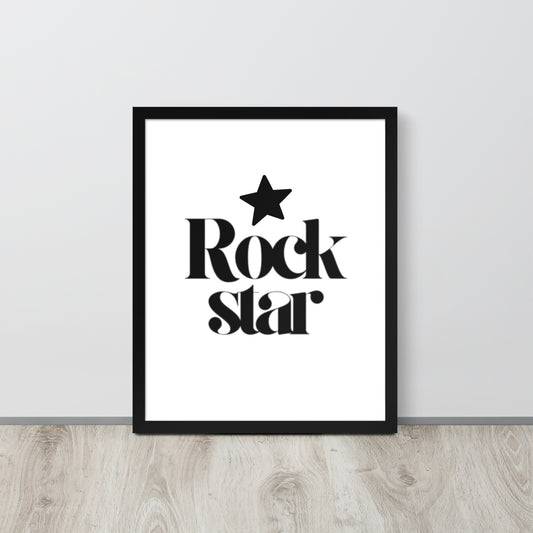 Framed poster with 'Rock Star' text on a white background