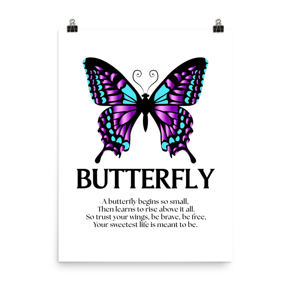 Butterfly illustration with a motivational quote on a white background
