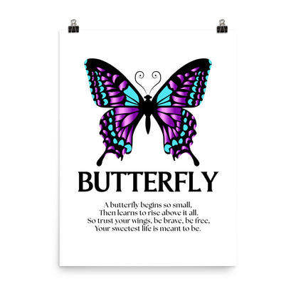 Butterfly illustration with a motivational quote on a white background