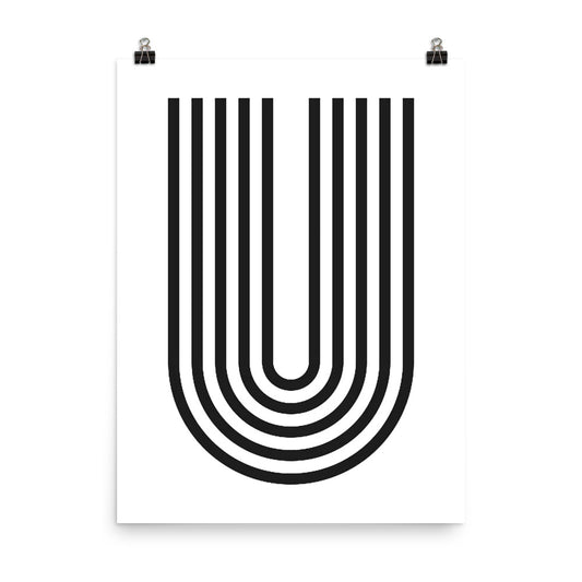 Black letter 'U' design on a white background