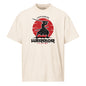 Beige t-shirt with a Japanese warrior design on a white background