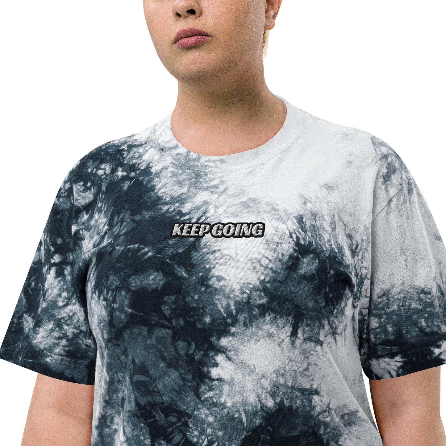 RILEY RU - KEEP GOING - Embroidered Oversized Tie-dye Unisex T-shirt