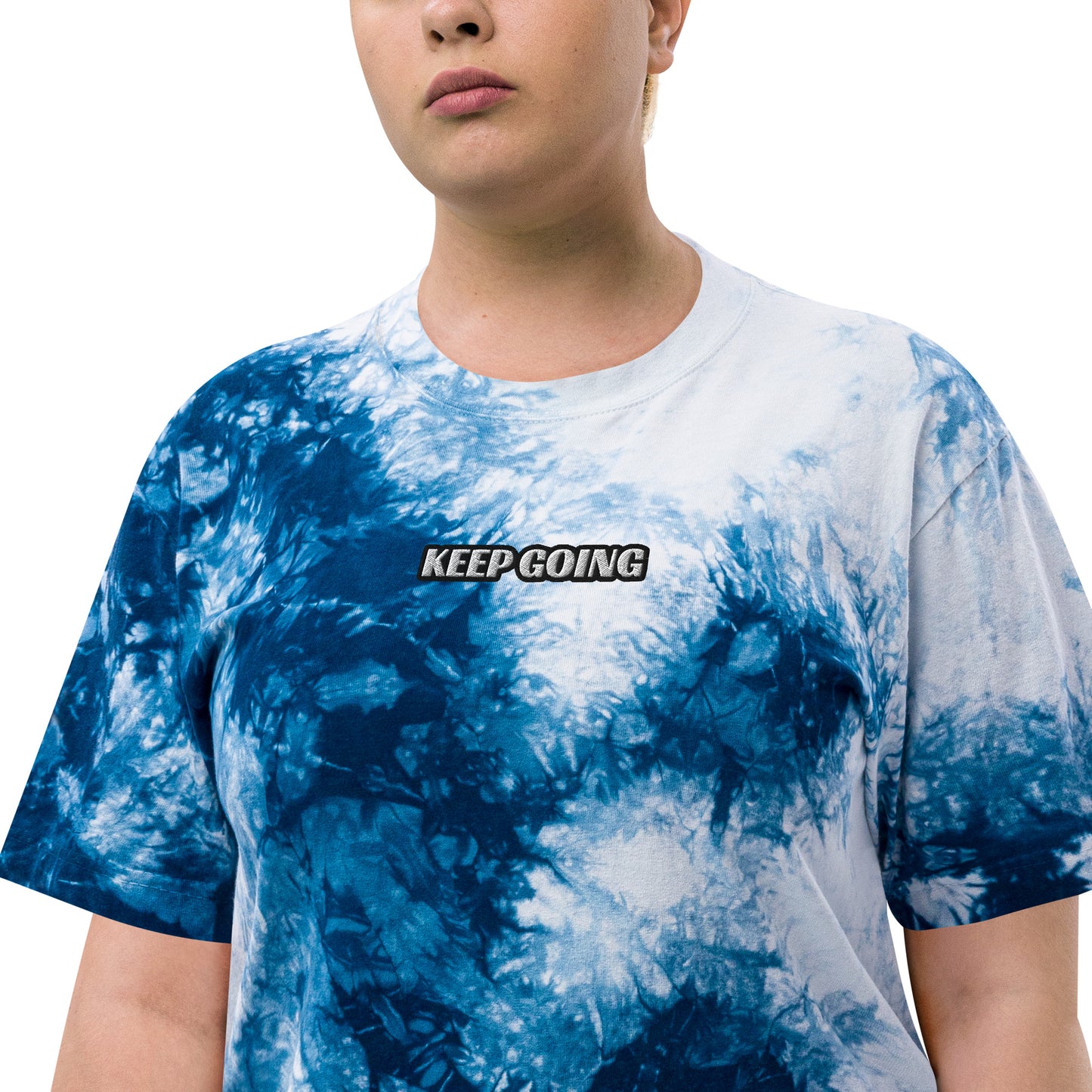RILEY RU - KEEP GOING - Embroidered Oversized Tie-dye Unisex T-shirt