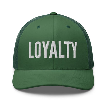Green cap with 'LOYALTY' text on a white background