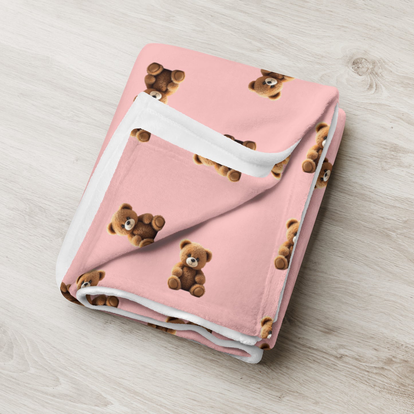 RILEY RU Teddy Bear Pink Throw Blanket