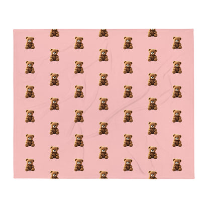 RILEY RU Teddy Bear Pink Throw Blanket