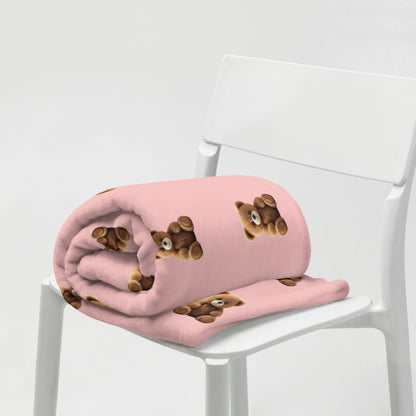 RILEY RU Teddy Bear Pink Throw Blanket