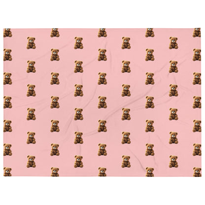RILEY RU Teddy Bear Pink Throw Blanket
