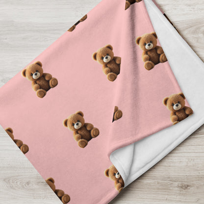 RILEY RU Teddy Bear Pink Throw Blanket