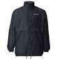 Black jacket with a logo on a white background
