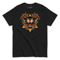 Black t-shirt with a panther and floral design on a white background
