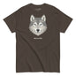 Brown t-shirt with a wolf graphic and 'Wild & Free' text on a white background