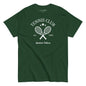 Green t-shirt with 'Tennis Club' design on a white background