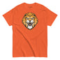 Orange t-shirt with a lion graphic and 'Stay Wild' text on a white background