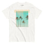 White t-shirt with palm tree graphic and 'SUMMER' text on a white background