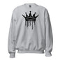 Gray sweatshirt with a black crown graphic on a white background