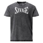Black t-shirt with 'SAVAGE' print on a white background