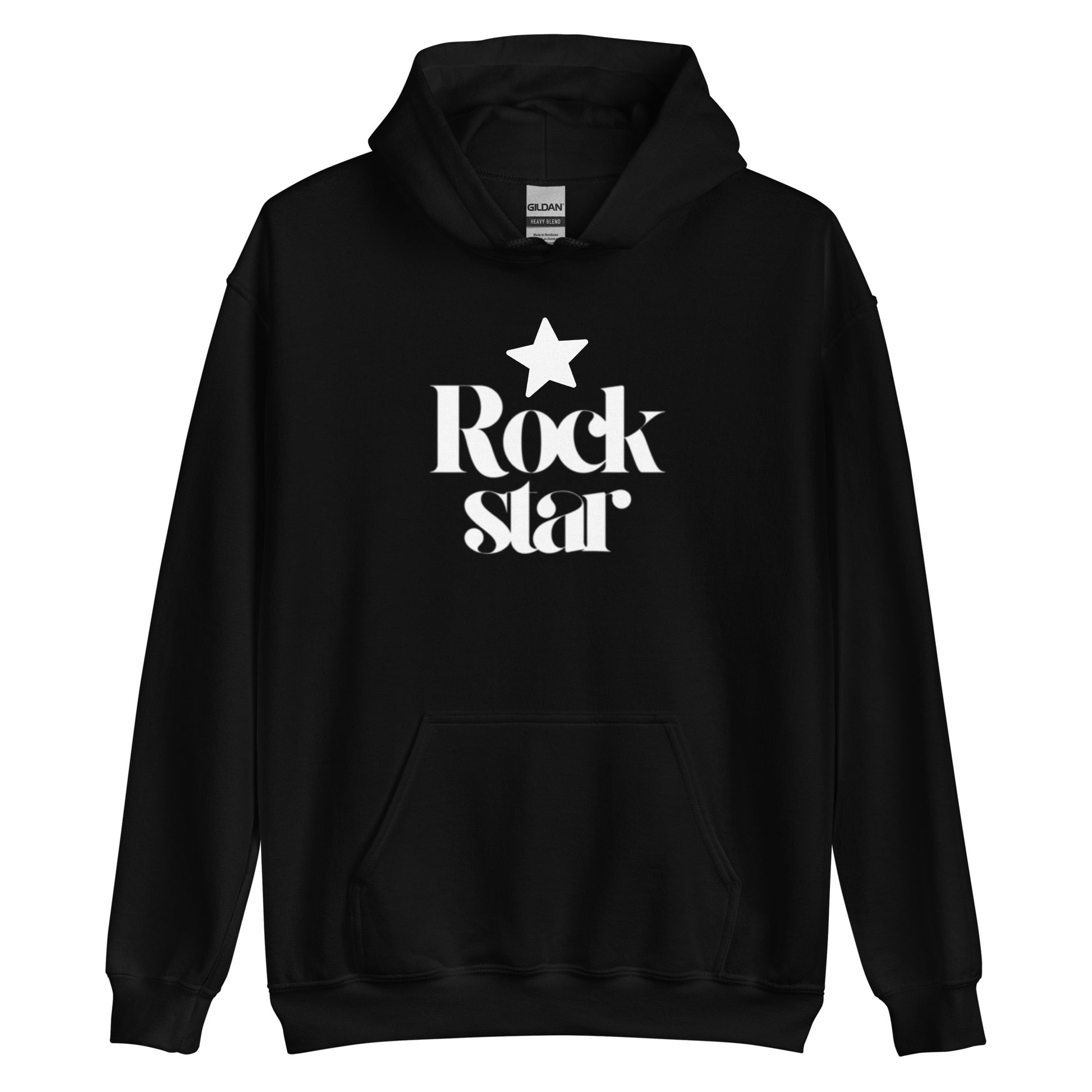 Dark gray hoodie with a white map design on a white background