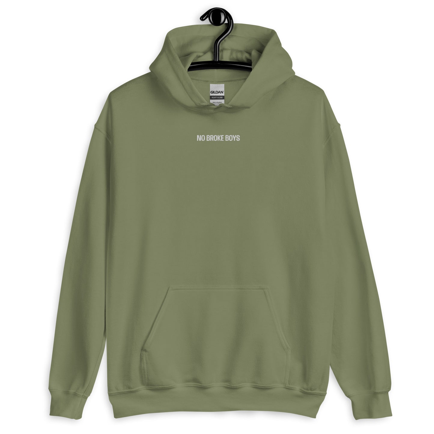 NO BROKE BOYS White Embroidered Lyrics Unisex Hoodie