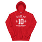 Red hoodie with 'RILEY RU UNIVERSITY' text and design on a white background