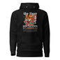 Black hoodie with a tiger and floral design on a white background