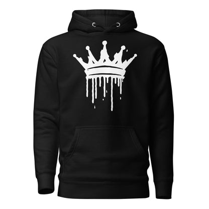 Black hoodie with a white star logo on a white background