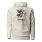Beige hoodie with Cupid angel design on a white background