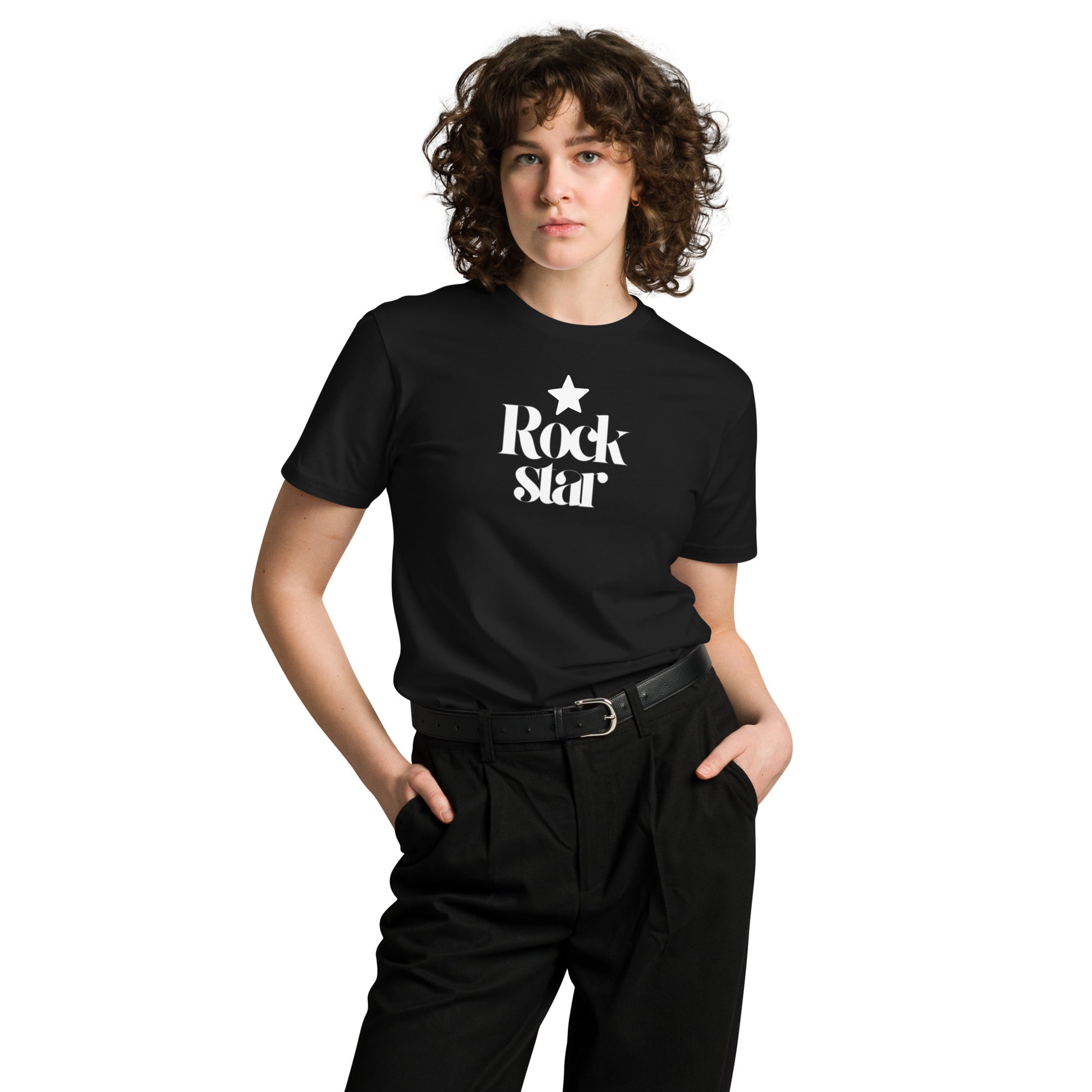 Person wearing a black t-shirt with 'SOAR' logo on a white background
