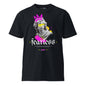 Black t-shirt with a graphic design featuring a statue and the word 'fearless' on a white background.