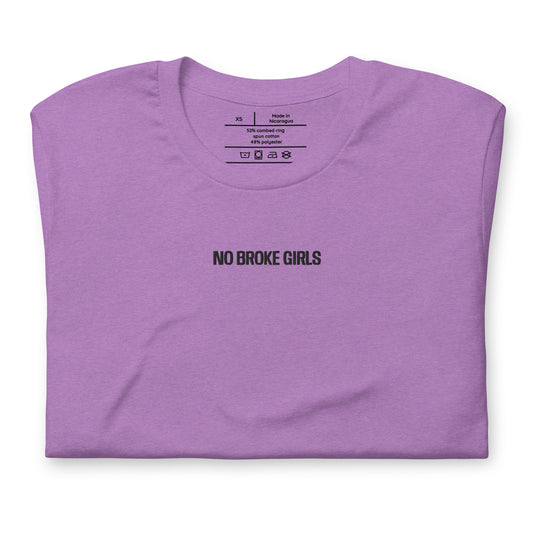 NO BROKE GIRLS Black Embroidered Unisex t-shirt